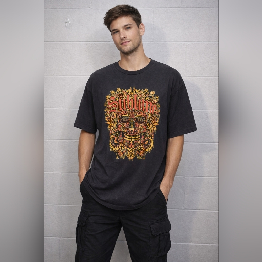 Sublime Black Tee with Vibrant Skull Design - Picture 12 of 12